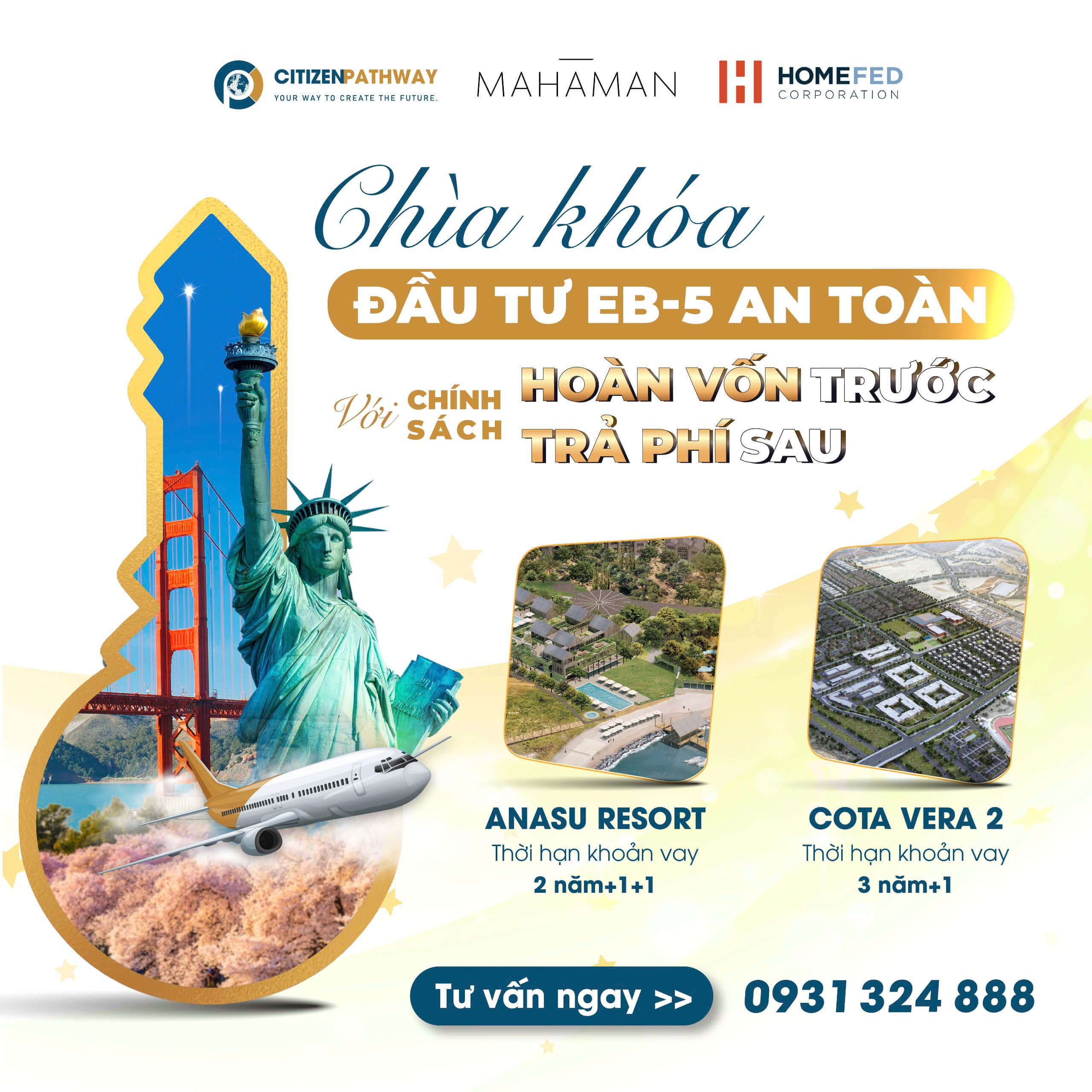 Chìa khóa đầu tư EB-5 an toàn với chính sách "Hoàn vốn trước - Trả phí sau"