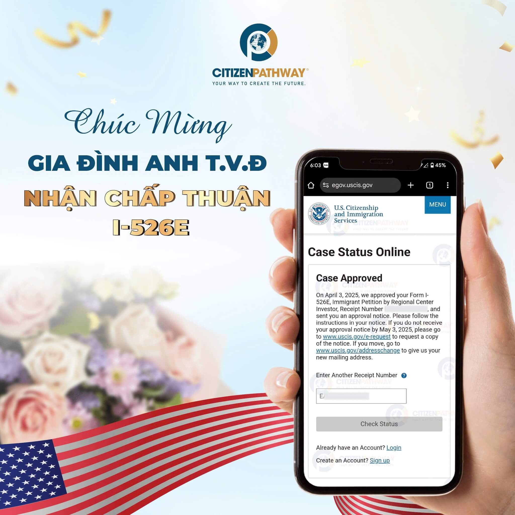 Chúc mừng 5 chấp thuận đơn I-526E chỉ trong tháng 3/2025