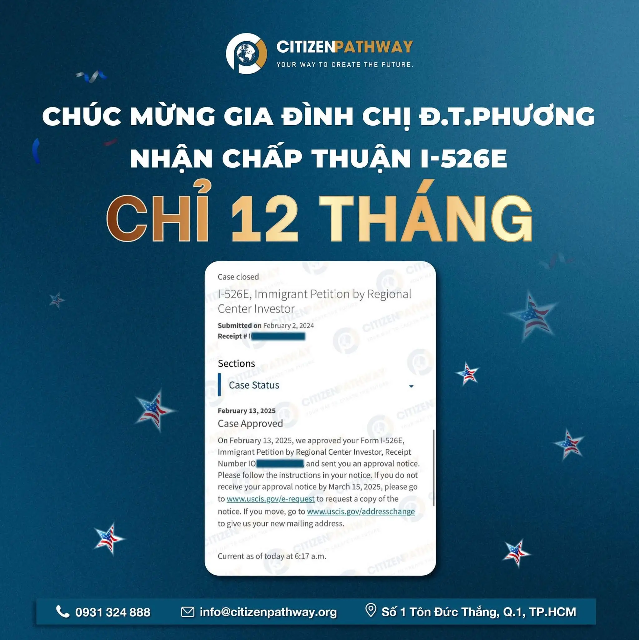 CHÚC MỪNG KHÁCH HÀNG NHẬN CHẤP THUẬN I-526E CHỈ SAU 12 THÁNG VỚI DỰ ÁN NÔNG THÔN – ANASU RESORT