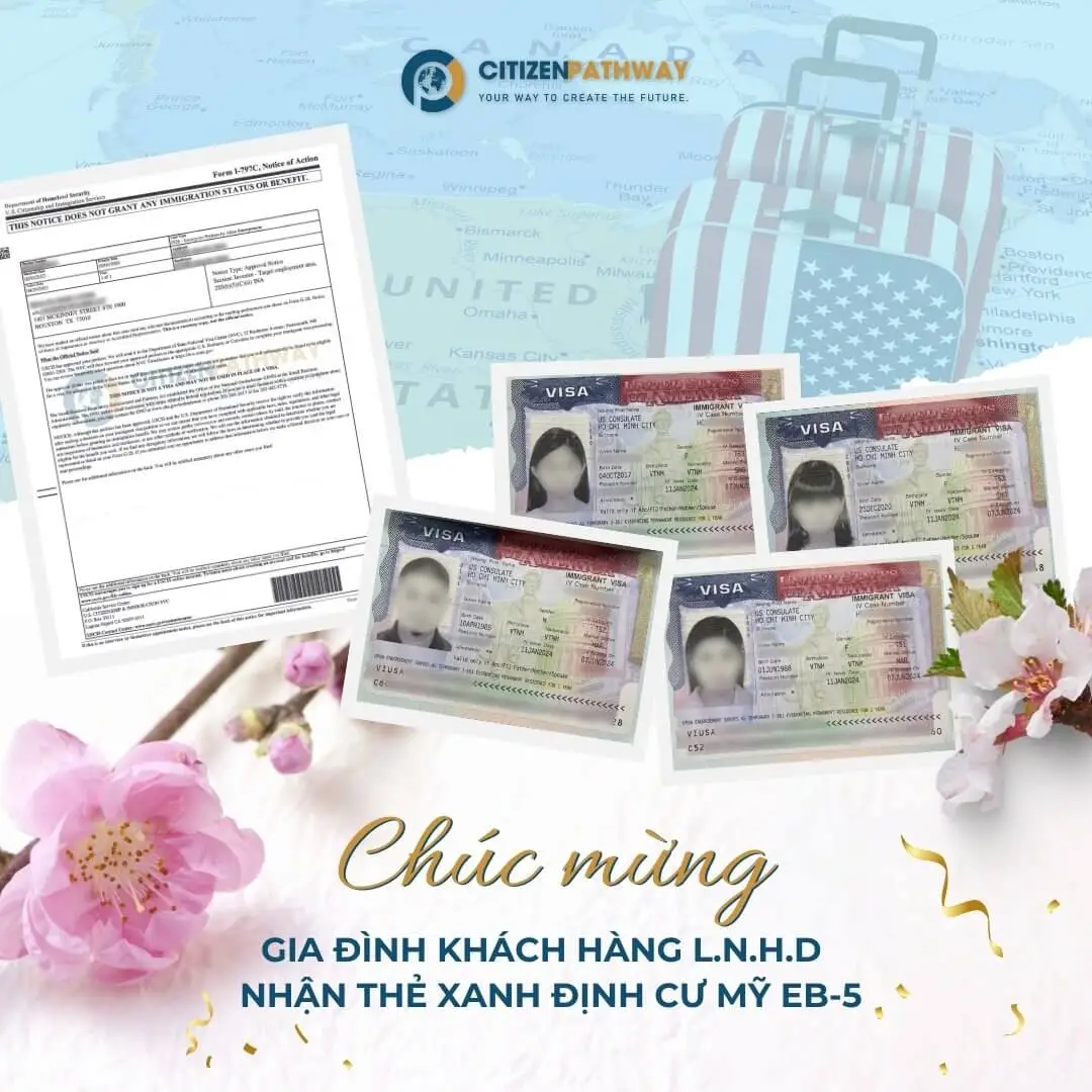 CHÚC MỪNG GIA ĐÌNH KHÁCH HÀNG L.N.H.D – NHẬN THẺ XANH MỸ DƯỚI 2 NĂM