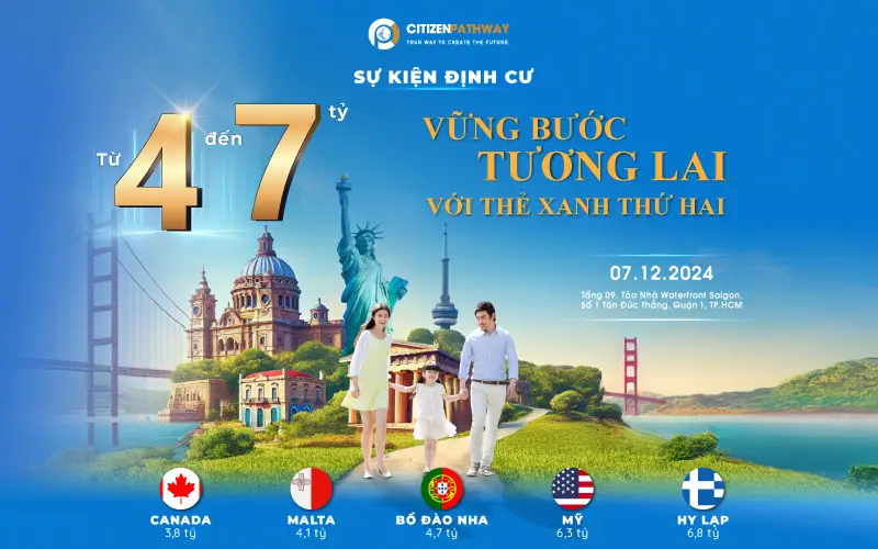 Sự kiện định cư: Từ 4 – 7 tỷ Vững bước tương lai với thẻ Xanh thứ hai