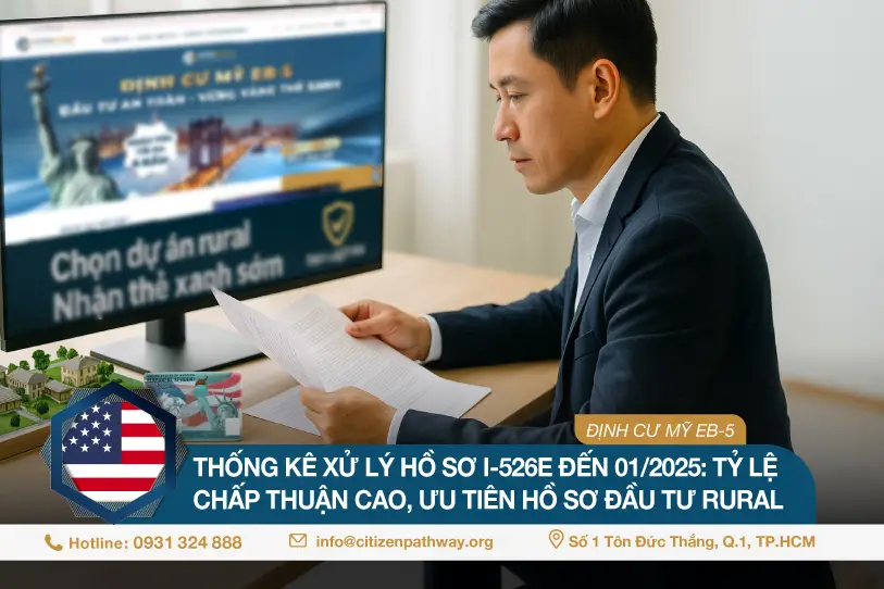 Thống kê xử lý hồ sơ I-526E đến 01/2025: Tỷ lệ chấp thuận cao, ưu tiên hồ sơ đầu tư Rural