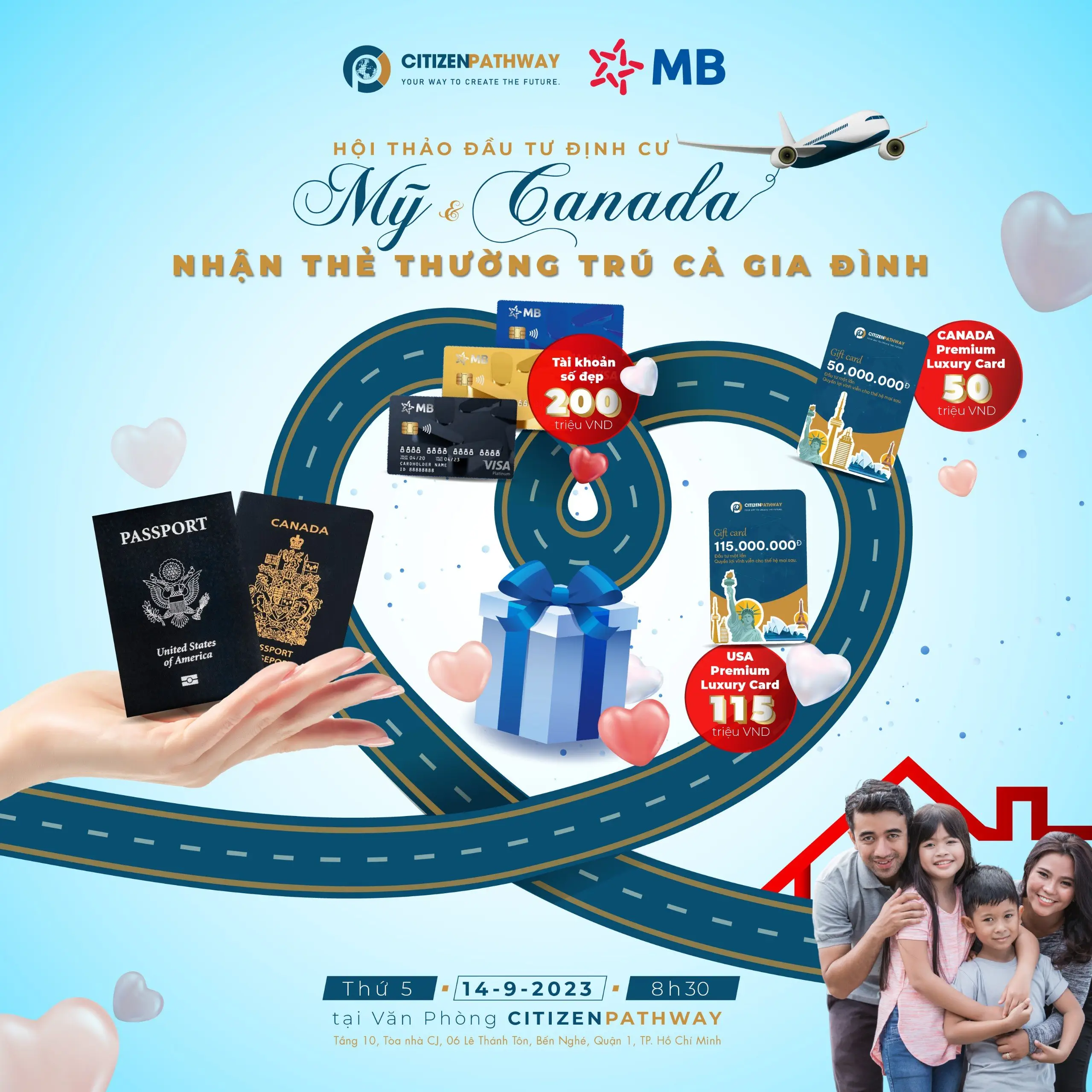 Citizen Pathway x MB Bank | Hội thảo: Đầu tư định cư Mỹ và Canada – Nhận Thẻ thường trú cả gia đình