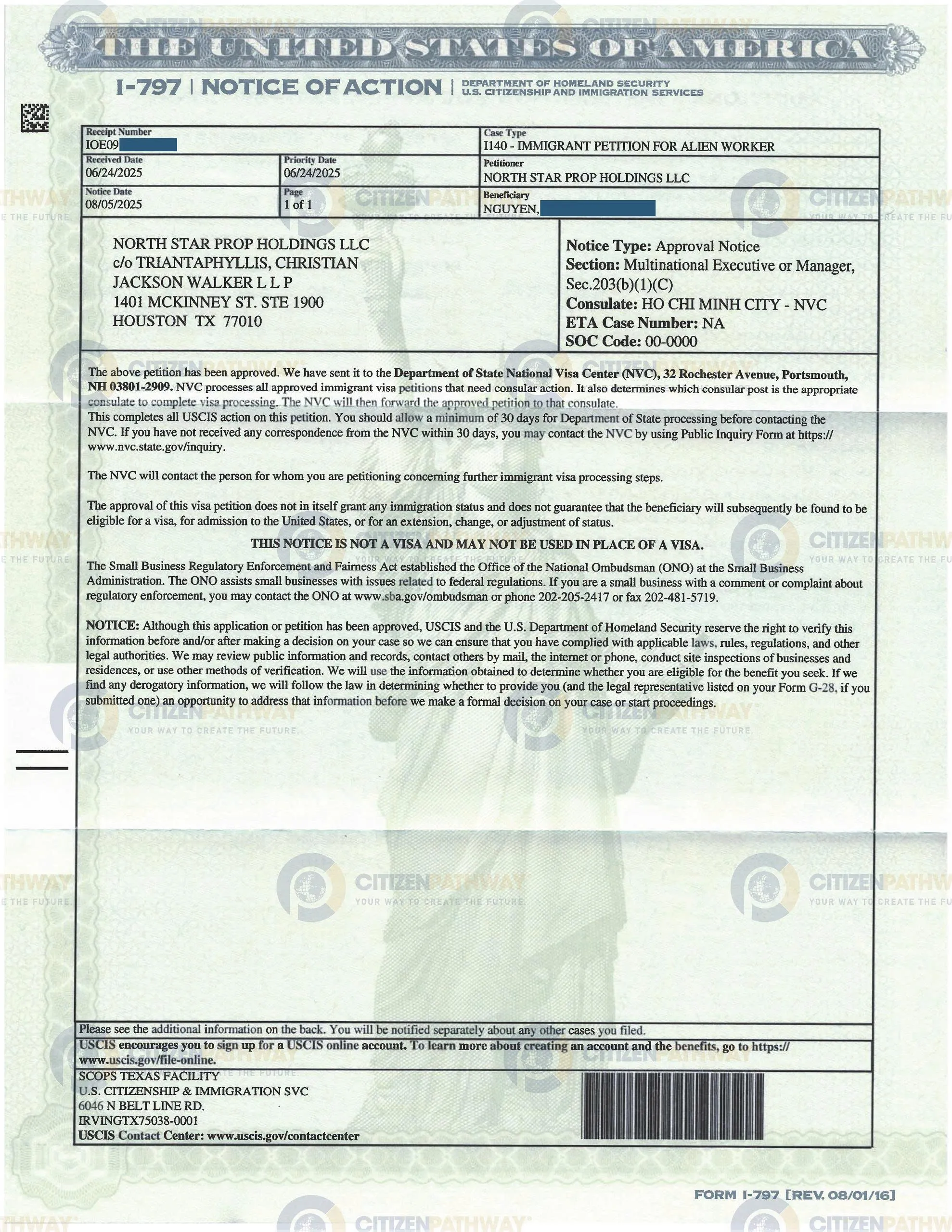 nhận chấp thuận I-140 chỉ 45 ngày