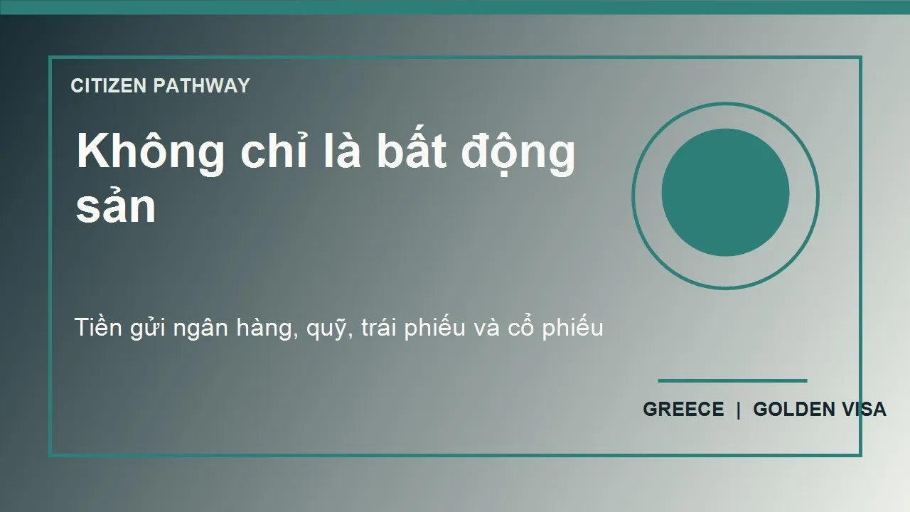 Các lựa chọn đầu tư tài chính trong Golden Visa Hy Lạp gồm tiền gửi quỹ trái phiếu và cổ phiếu