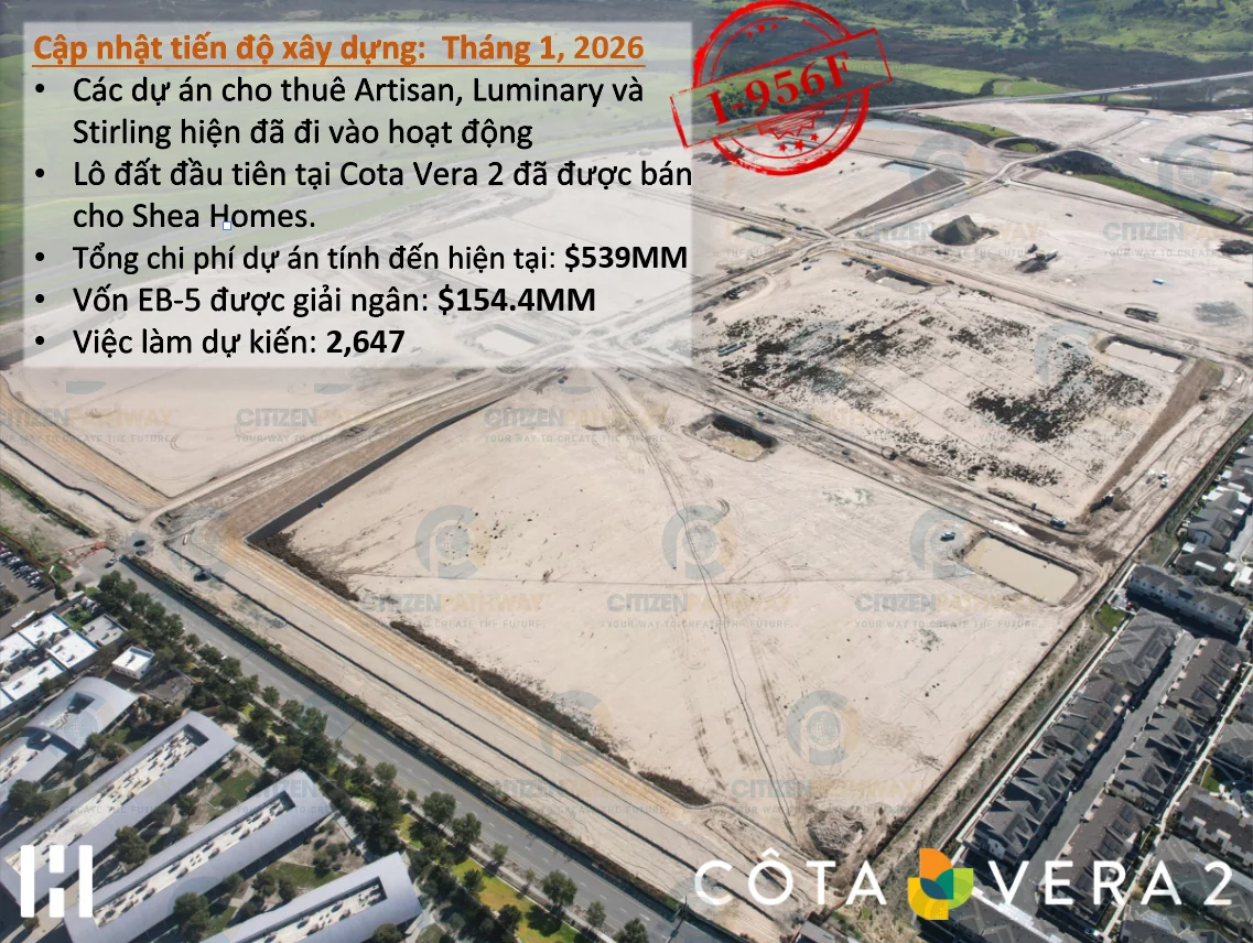 Toàn cảnh tiến độ xây dựng dự án Cota Vera 2 tháng 1 năm 2026
