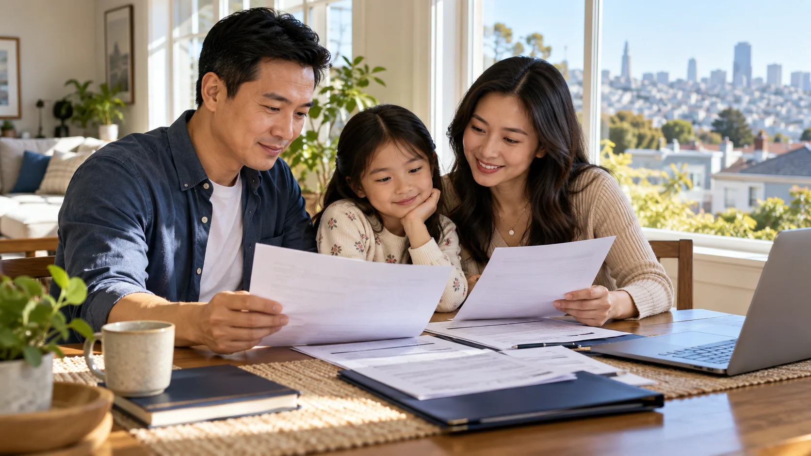 Gia đình Việt Nam xem hồ sơ trong giai đoạn nhận thẻ xanh Mỹ