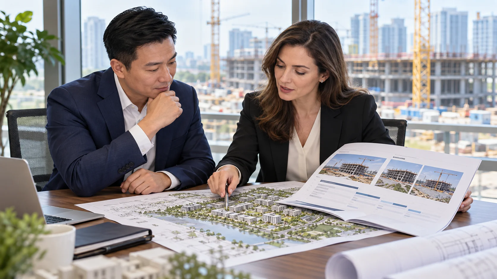 Nhà đầu tư EB-5 cùng chuyên gia xem tiến độ dự án trước khi nộp I-829
